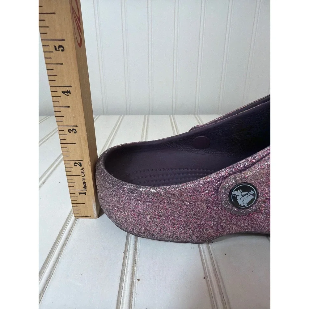 Crocs Classic Clog Kids Size J6 Purple Glitter Wicked Musical Charms Jibbitz